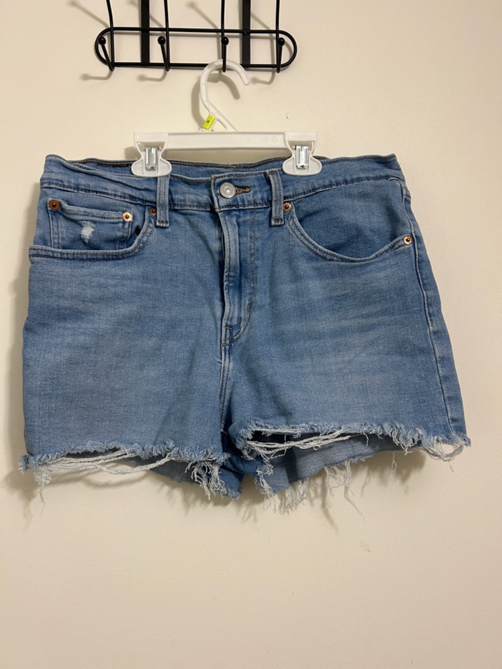 Levi's Light Blue Distressed Denim Cutoff Shorts